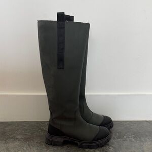Ganni Dark Green and Black Winter Boots
